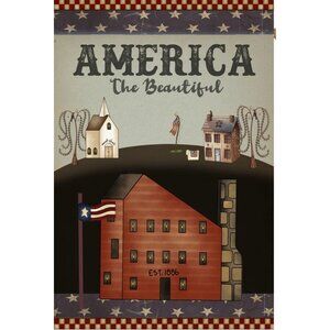 America the Beautiful Garden Flag Fourth July Summer Decor Farmhouse Rustic Prim